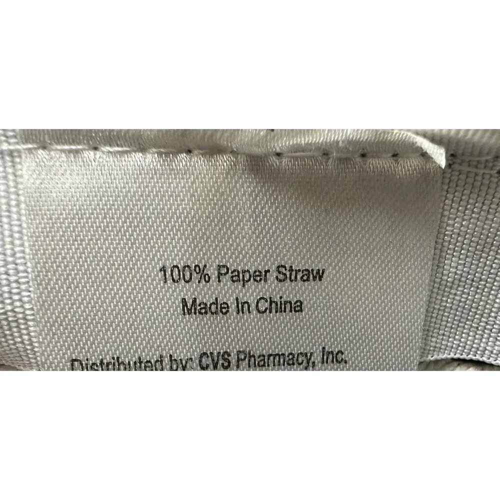 Navy & White Striped Paper straw sun hat By CVS Pharmacy one size fits most